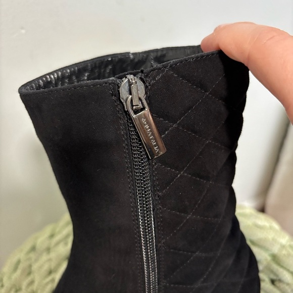 AQUATALIA Gail Black Quilted Suede Mid Calf Low Heel Boots - Picture 6 of 7